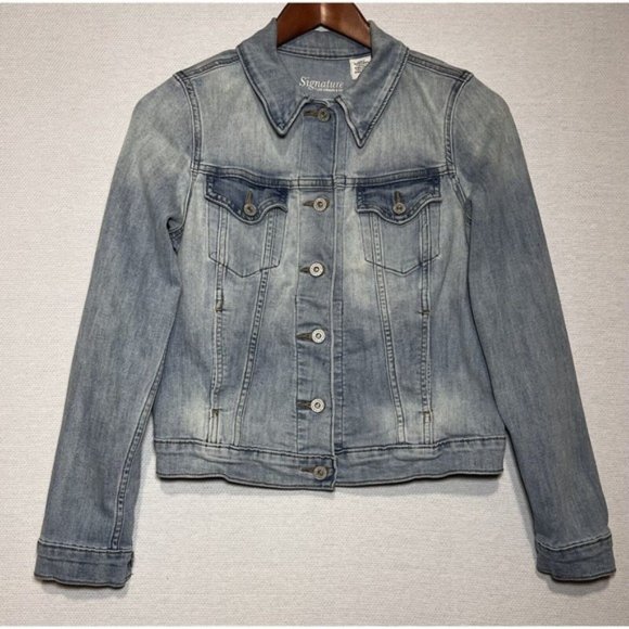 Signature by Levi Strauss Jean Jacket Women Sz Small Blue Light Wash Casual - Picture 1 of 13